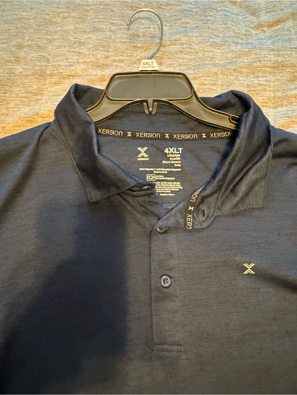 Xersion Men’s Dark Blue Polo Shirt with Yellow Logo